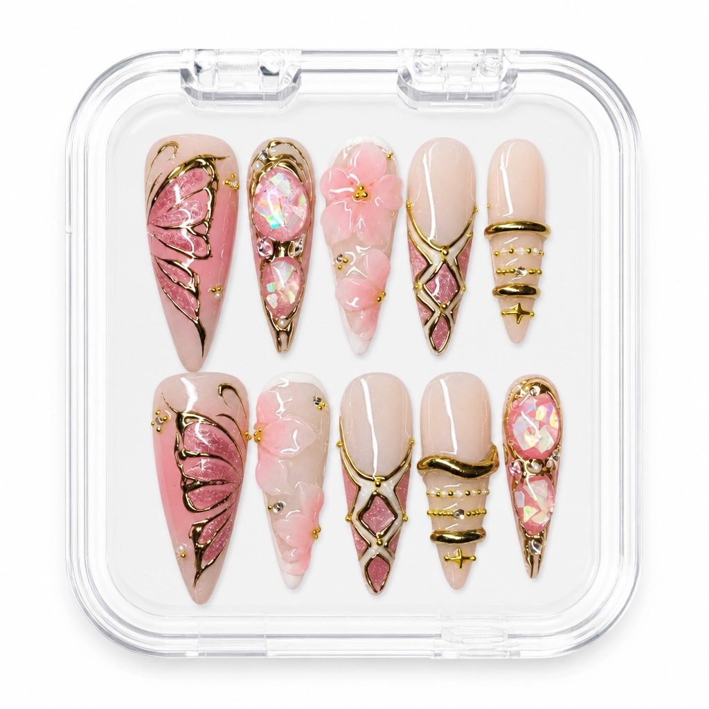 Press-on Nails Wholesale $14.90 Gilded Rose Wings by Yabe Vietnam