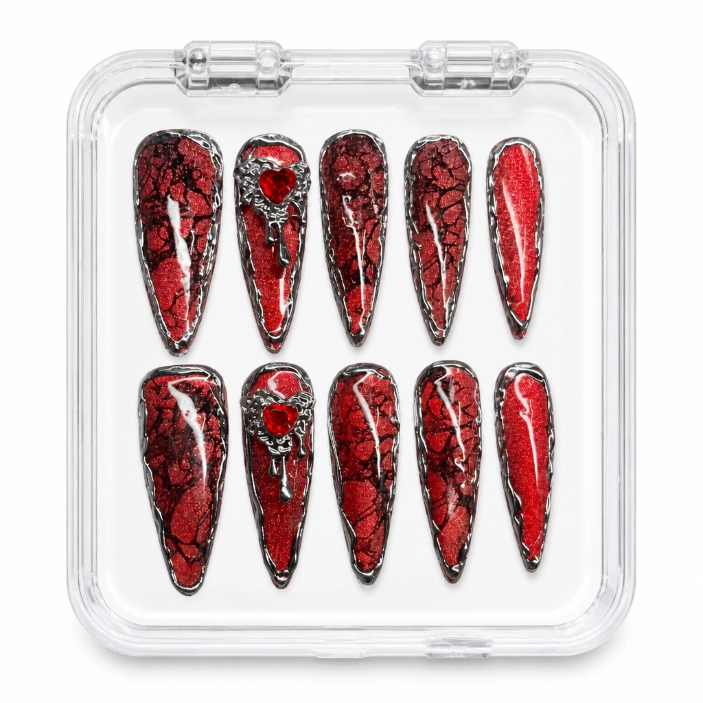 Press-on Nails Wholesale $14.90 Crimson Heartbeat by Yabe Vietnam