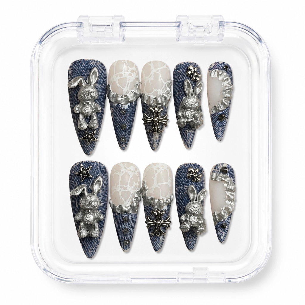 Press-on Nails Wholesale $14.90 Denim Rebel by Yabe Vietnam