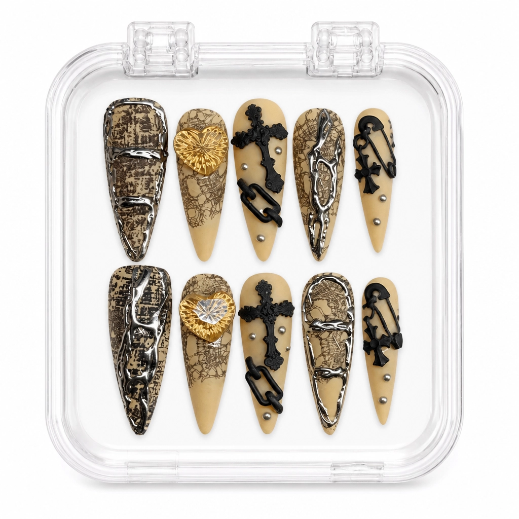 Press-on Nails Wholesale $14.90 Beige Punk Charm by Yabe Vietnam