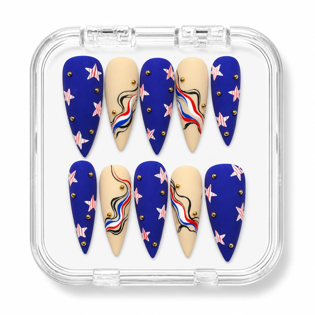 Press-on Nails Wholesale $14.90 Star Spangled Swirls by Yabe Vietnam