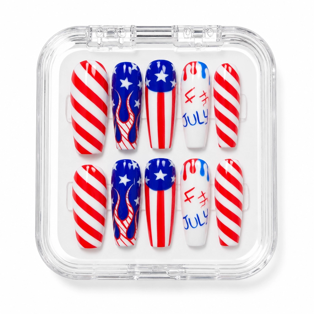 Press-on Nails Wholesale $14.90 Patriotic Blaze by Yabe Vietnam