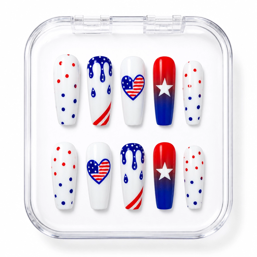 Press-on Nails Wholesale $14.90 Patriotic Drip by Yabe Vietnam