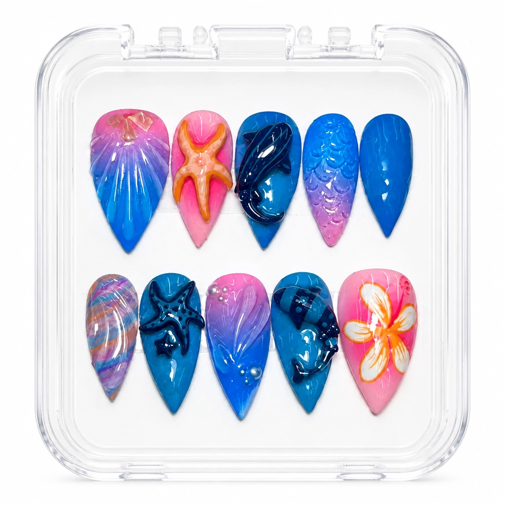 Press-on Nails Wholesale $14.90 Oceanic Whimsy by Yabe Vietnam