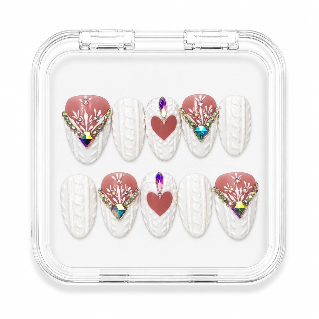 Press-on Nails Wholesale $9.90 Frosted Hearts by Yabe Vietnam