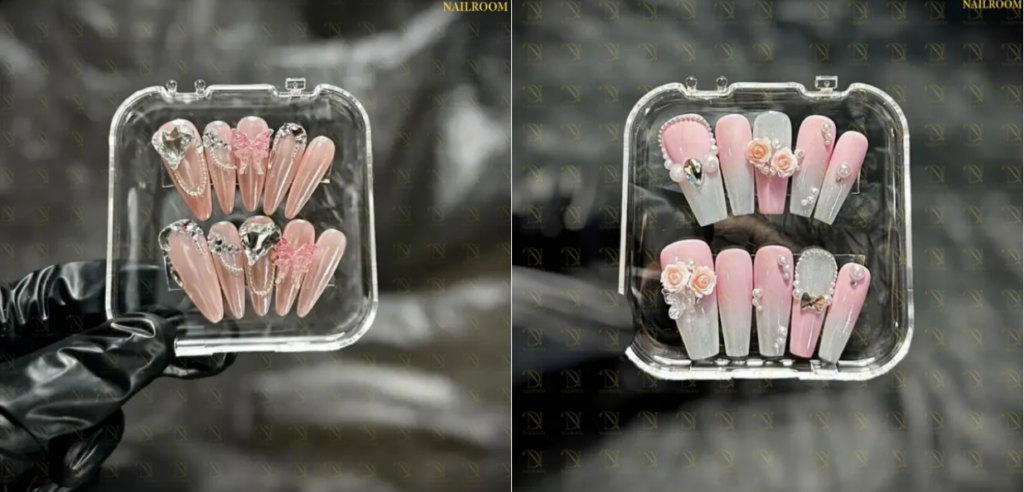 Thiết kế nailbox thủ công sang trọng của DT Nailroom với phong cách đính đá