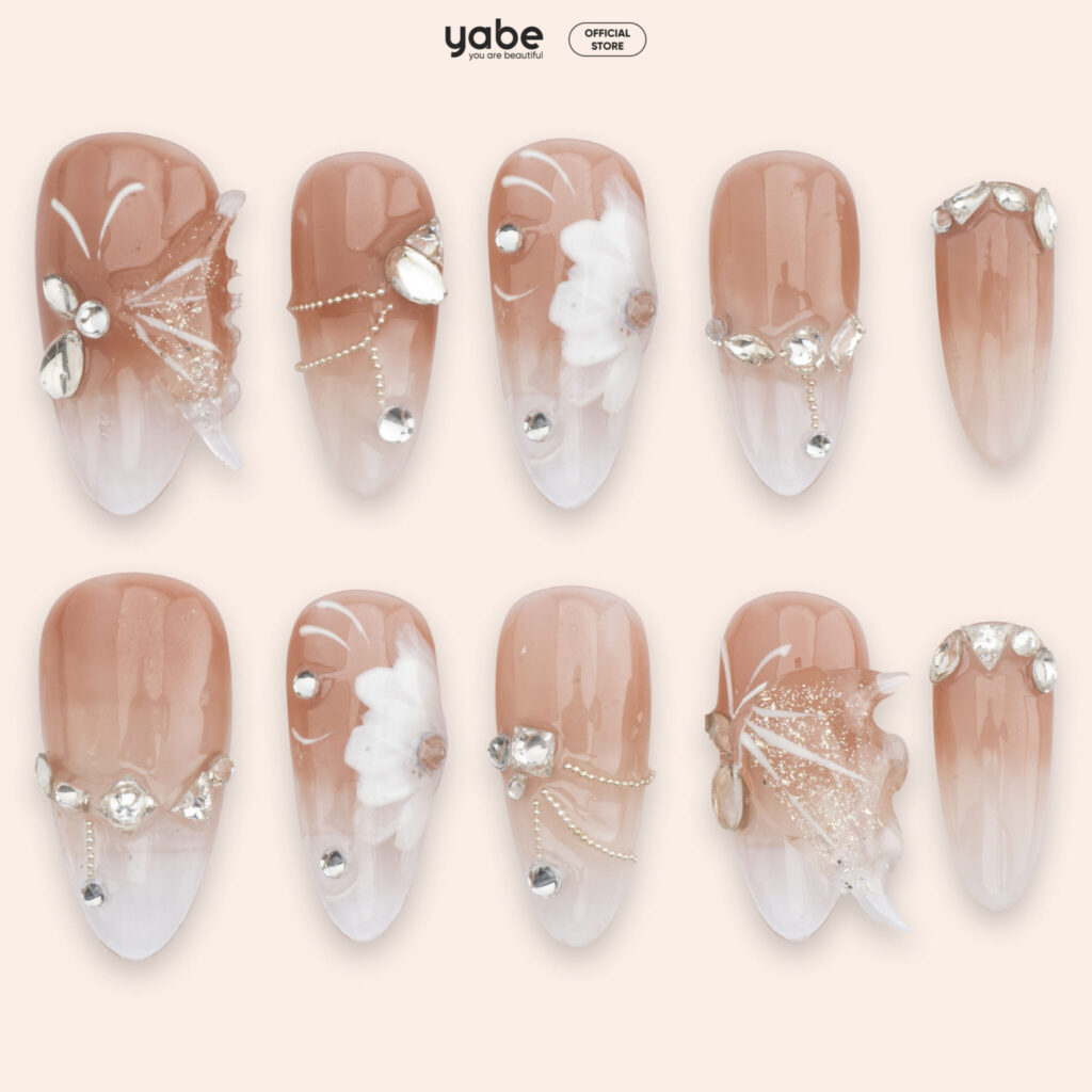 Nail cute ombre tông nâu ấm áp